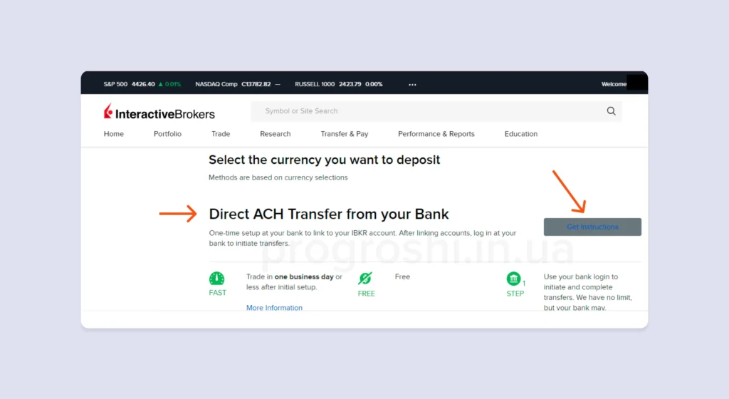 Як отримати правильні реквізити Interactive Brokers (IBKR) для поповнення з Payoneer: крок 2